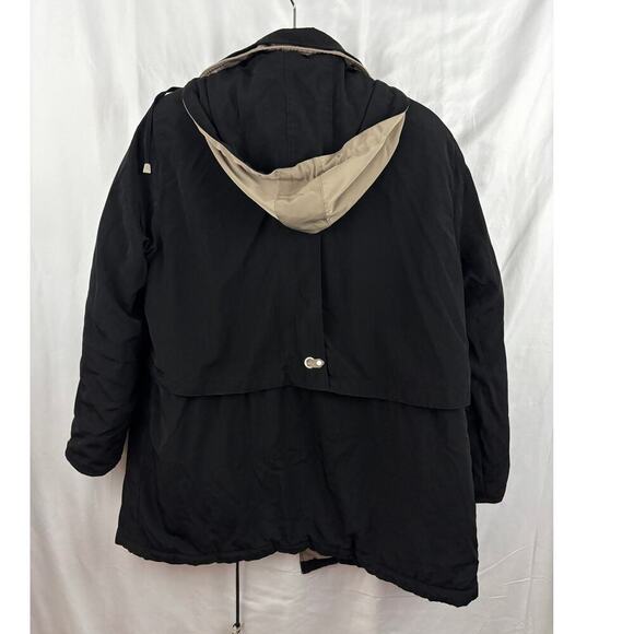 CS Signature Windbreaker Coat Lined Hooded Jacket Black Tan Ladies MEDIUM - Picture 2 of 14